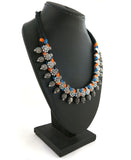 Real Kohlapuri Thread Necklace-BlueOrange