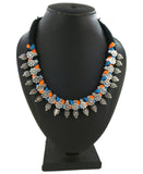 Real Kohlapuri Thread Necklace-BlueOrange