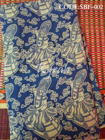 Dhandiya Dance Blue Kalamkari Silk Cotton