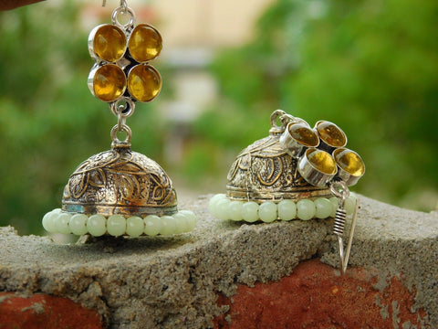 Golden Brown Bead Jhumka Drop Earring