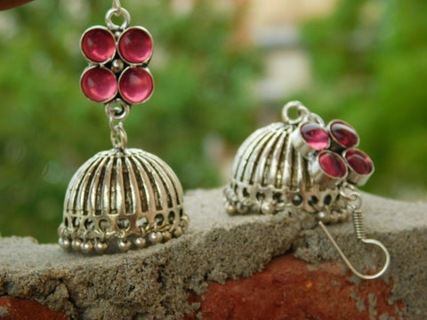 Pinkish Bead Jhumka Drop Earring