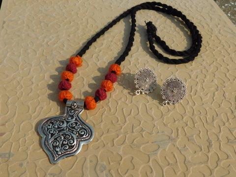 Classic Design Thread Pendant With Matching Earrings