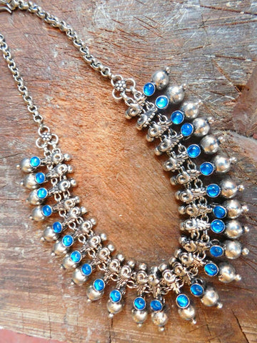 Stone Handcrafted German Silver Necklace