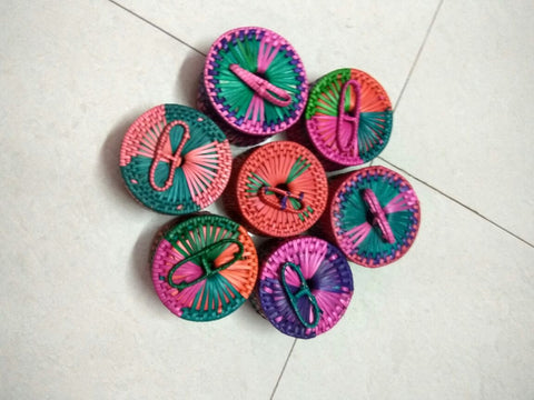 Small Weave Round Boxes Multicolour