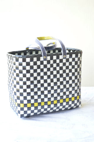 Chessboard Yellow Lunch Basket