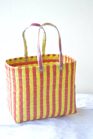 Yellow Red Stripes Lunch Basket