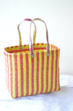 Yellow Red Stripes Plastic Basket Set of 5 Without Lid