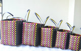 Black Coloured Sides Plastic Basket Set of 5 Without Lid