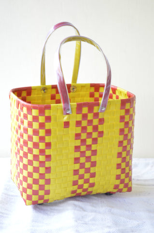 Yellow Red Kattam Lunch Basket