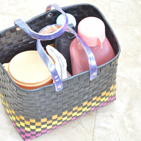 Colourful Bottom Black Lunch Basket