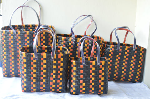 Black Trendy Yellow Orange Plastic Basket Set of 5 Without Lid