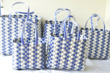 White Blue Kattam Plastic Basket Set of 5 Without Lid