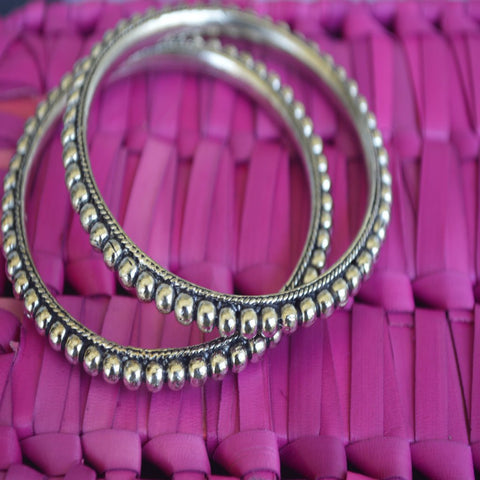 German Silver Oxidised Bangle Set of Two