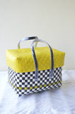 Chessboard Yellow Plastic Basket Set of 5 With Lid