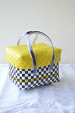 Chessboard Yellow Plastic Basket Set of 5 With Lid