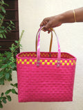 Pink Handmade Plastic Basket