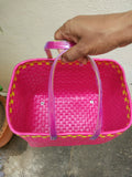 Pink Handmade Plastic Basket