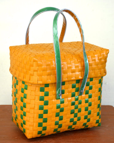 Green Yellow Lunch Basket With Lid