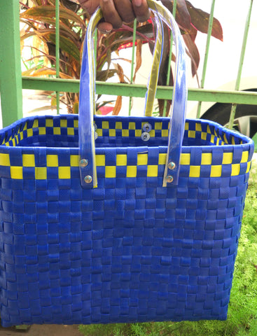 Blue Handmade Plastic Basket