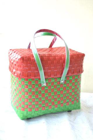Green Red Lunch Basket With Lid