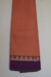 Orangish Pink Tower Border Cotton Saree